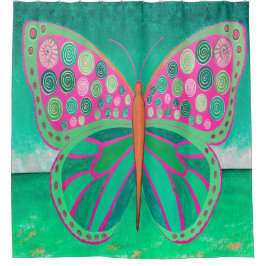 Groene oceaanvlinder douchegordijn