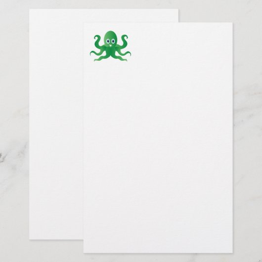groene octopi briefpapier (Voorkant / Achterkant)