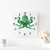 groene octopi vierkante klok (Huis)