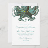 Groene Octopus Aquarium Bruiloft Kaart (Voorkant)