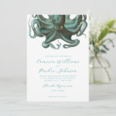 Groene Octopus Aquarium Bruiloft Kaart (Staand voorkant)