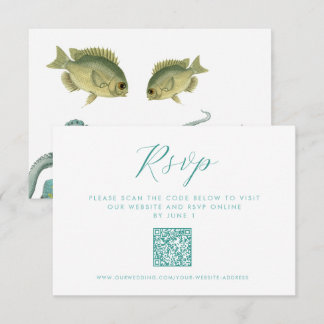 Groene Octopus Aquarium Trouwfeest QR RSVP Informatiekaartje