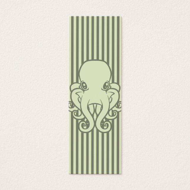 Groene Octopus Bladwijzer Mini Visitekaartjes (Voorkant)