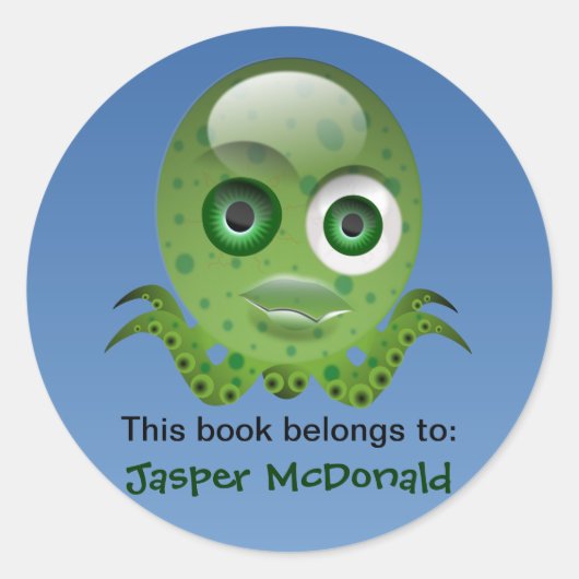 Groene Octopus gepersonaliseerde etiketten (Voorkant)