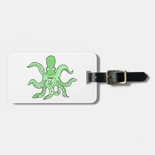 Groene Octopus Karakter Eigenzinnig Zee Monster Bagagelabel (Voorkant horizontaal)