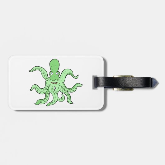 Groene Octopus Karakter Eigenzinnig Zee Monster Bagagelabel (Achterkant horizontaal)