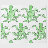 Groene Octopus Karakter Eigenzinnig Zee Monster Cadeaupapier (Vlak)