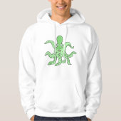 Groene Octopus Karakter Eigenzinnig Zee Monster Hoodie (Voorkant)