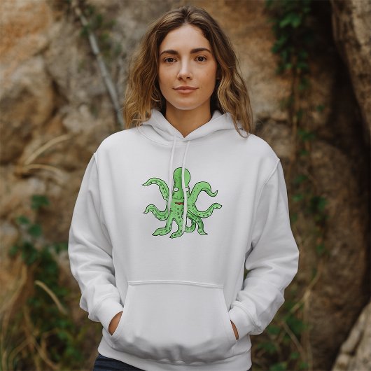Groene Octopus Karakter Eigenzinnig Zee Monster Hoodie