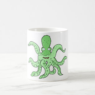 Groene Octopus Karakter Eigenzinnig Zee Monster Koffiemok