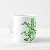 Groene Octopus Karakter Eigenzinnig Zee Monster Koffiemok (Voorkant links)