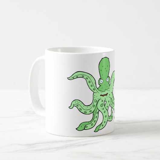 Groene Octopus Karakter Eigenzinnig Zee Monster Koffiemok (Voorkant links)