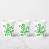 Groene Octopus Karakter Eigenzinnig Zee Monster Papieren Bekers