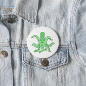 Groene Octopus Karakter Eigenzinnig Zee Monster Ronde Button 7,6 Cm