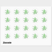 Groene Octopus Karakter Eigenzinnig Zee Monster Ronde Sticker (Vel)