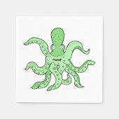 Groene Octopus Karakter Eigenzinnig Zee Monster Servet (Voorkant)