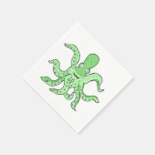 Groene Octopus Karakter Eigenzinnig Zee Monster Servet (Hoek)