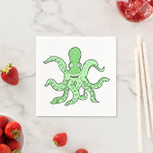 Groene Octopus Karakter Eigenzinnig Zee Monster Servet