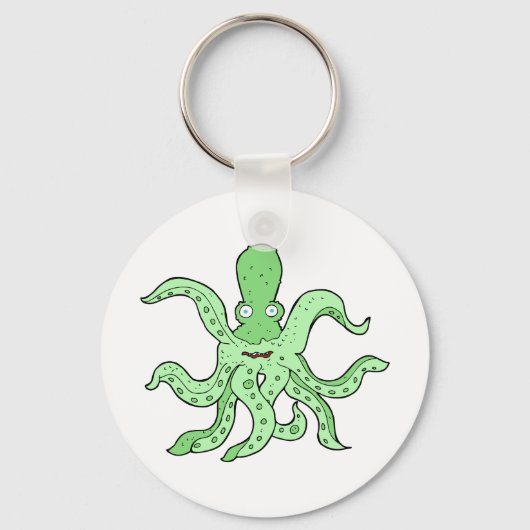 Groene Octopus Karakter Eigenzinnig Zee Monster Sleutelhanger (Voorkant)