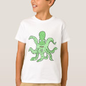 Groene Octopus Karakter Eigenzinnig Zee Monster T-shirt (Voorkant)
