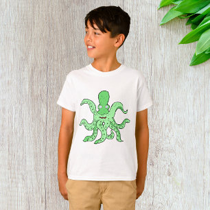 Groene Octopus Karakter Eigenzinnig Zee Monster T-shirt