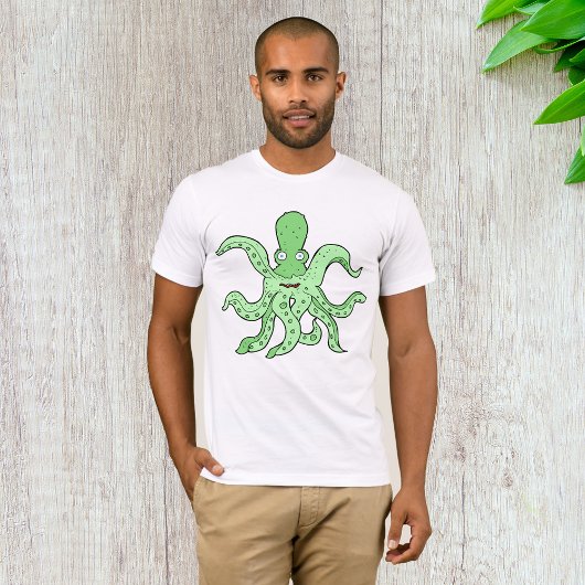 Groene Octopus Karakter Eigenzinnig Zee Monster T-shirt