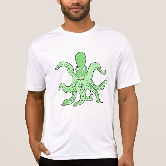 Groene Octopus Karakter Eigenzinnig Zee Monster T-shirt (Voorkant)