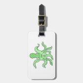 Groene Octopus Karakter Grappig Zeemonster Bagagelabel (Voorkant verticaal)