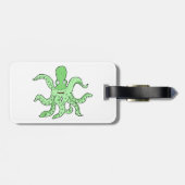 Groene Octopus Karakter Grappig Zeemonster Bagagelabel (Achterkant horizontaal)