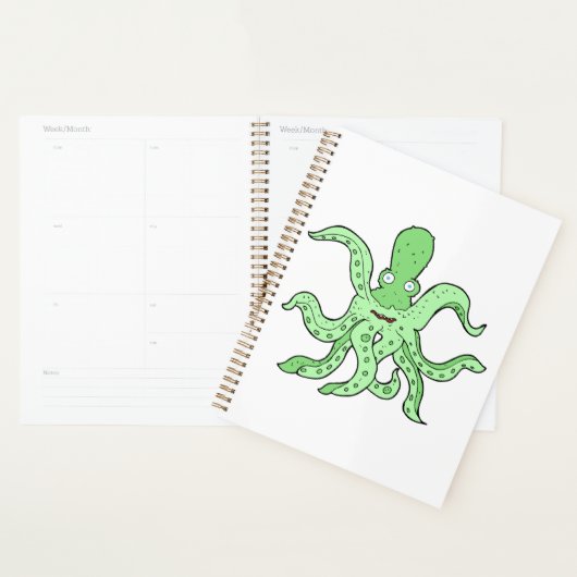 Groene Octopus Karakter Grappig Zeemonster Planner (Display)