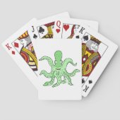 Groene Octopus Karakter Grappig Zeemonster Pokerkaarten (Achterkant)