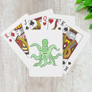 Groene Octopus Karakter Grappig Zeemonster Pokerkaarten