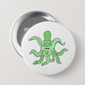 Groene Octopus Karakter Grappig Zeemonster Ronde Button 7,6 Cm (Voorkant /achterkant)