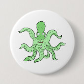 Groene Octopus Karakter Grappig Zeemonster Ronde Button 7,6 Cm (Voorkant)