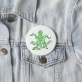 Groene Octopus Karakter Grappig Zeemonster Ronde Button 7,6 Cm (In situ)