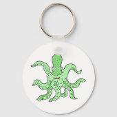 Groene Octopus Karakter Grappig Zeemonster Sleutelhanger (Achterkant)