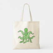 Groene Octopus Karakter Grappig Zeemonster Tote Bag (Achterkant)