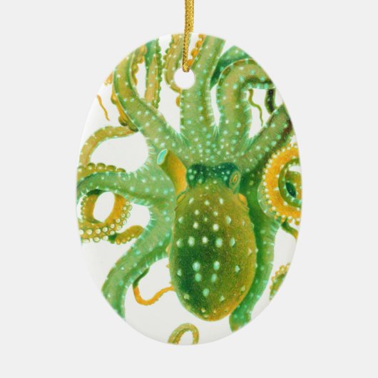 groene octopus keramisch ornament (Voorkant)