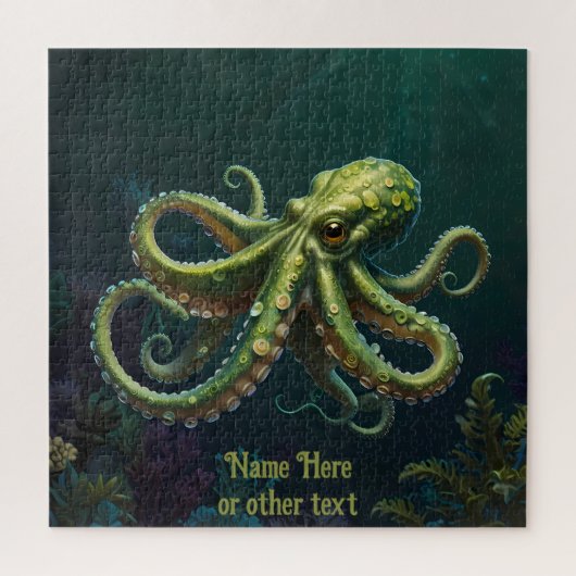 Groene octopus onder de Zeeen badkamer Legpuzzel (Verticaal)