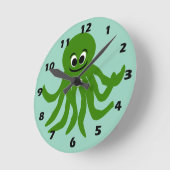 Groene Octopus Ontwerp Ronde Klok (Hoek)