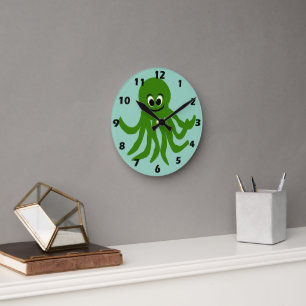Groene Octopus Ontwerp Ronde Klok