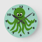 Groene Octopus Ontwerp Ronde Klok (Voorkant)