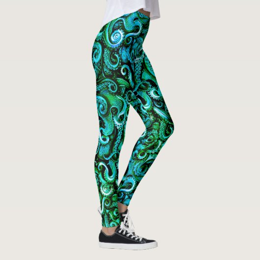 Groene Octopus Tentacles Leggings Zee Steampunk (Rechts)