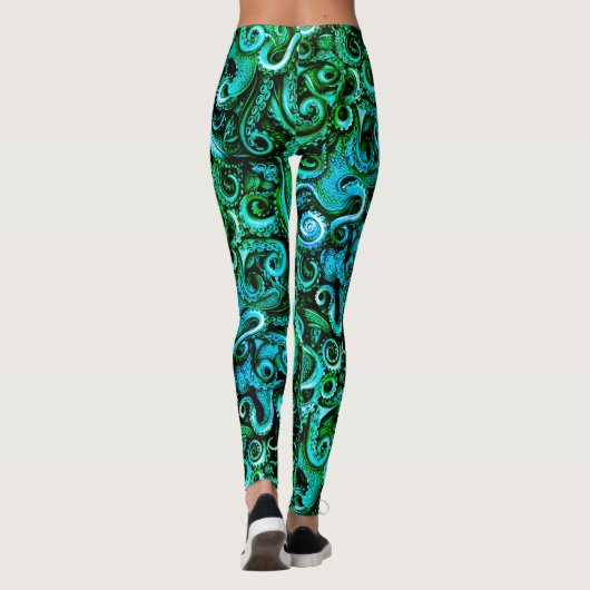 Groene Octopus Tentacles Leggings Zee Steampunk (Achterkant)