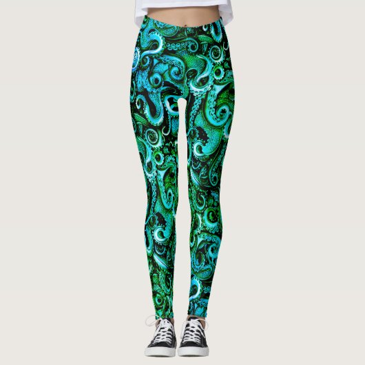 Groene Octopus Tentacles Leggings Zee Steampunk (Voorkant)