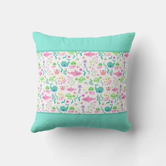 Groene Octopus Whale Ocean Beach Water Baby | KIND Kussen (Achterkant)