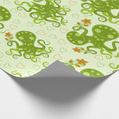 Groene octopussen met bloemen cadeaupapier