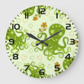 Groene octopussen met bloemen grote klok (Voorkant)