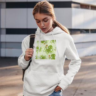 Groene octopussen met bloemen hoodie