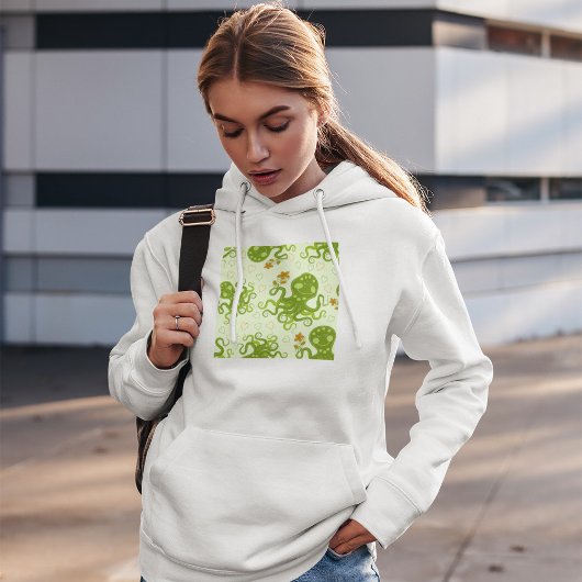 Groene octopussen met bloemen hoodie